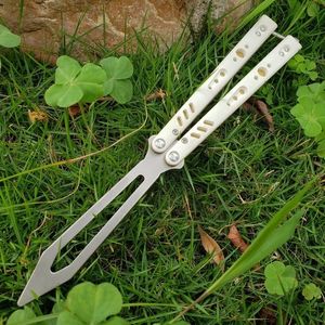 Balisong blanc Rep réplicant papillon D2 G10 poignée formateur couteau d'entraînement artisanat arts martiaux Collection couteaux cadeau de noël