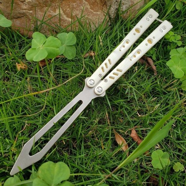 Balisong blanc Rep réplicant papillon D2 G10 poignée formateur couteau d'entraînement artisanat arts martiaux Collection couteaux cadeau de noël