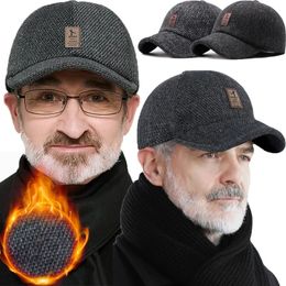 Casquette de baseball en chapeaux tricotés avec protection d'oreille hommes hiver chaud papa baseball épaissir oreillettes couverture épaissie coton chapeau 231016