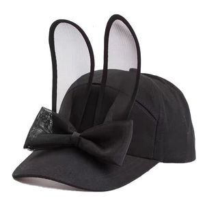 Ball Cap's Hat Cute Bunny Ears Kpop Hats Lace Bow Sunshade Baseball Cap Gorras Hombre 230211