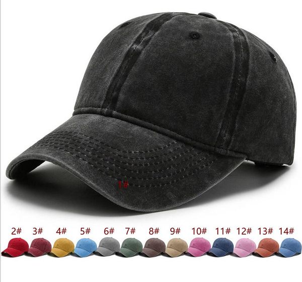 Casquette de baseball Vintage Trucker Style Washed Denim Cotton Réglable Faded Snapback Hat Visor Plain Big Kids Caps 14colors