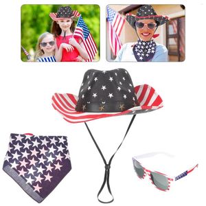 Casquettes de balle 1 ensemble de lunettes de soleil chapeau de drapeau américain Kit d'écharpe classique USA