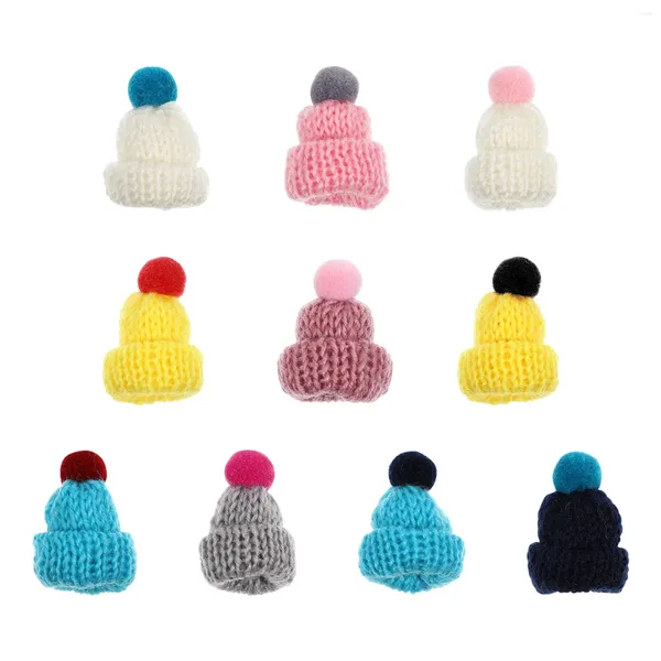 Casquettes de boule 10 pièces accessoires tricot Mini chapeaux de laine bricolage décoration fil artisanat décoratif tricoté fournitures laine