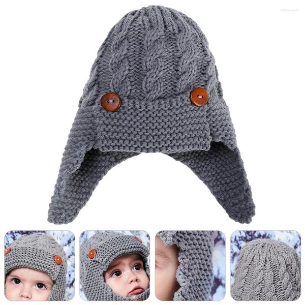 Casquettes de balle 1pc bouton enfants chapeau chaud laine belle pour bébé