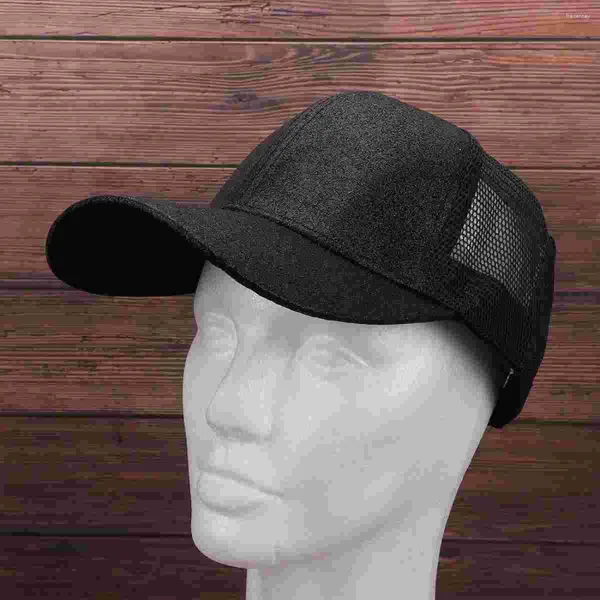 Gorras de bola 1pc Glitter Color Sólido Sombrero Moda Béisbol Simple Headwear Verano Sol para Mujeres Niñas Damas (Negro)