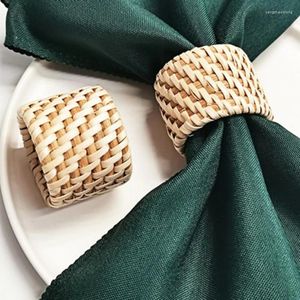 Gorras de bola 1 unids hecho a mano trenzado ratán servilleta hebillas anillos naturales para mesa de comedor decoraciones de fiesta de vacaciones