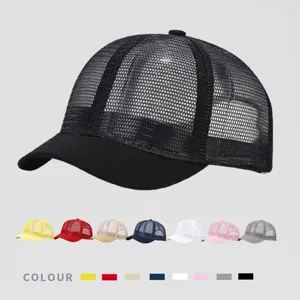 Kogelcaps 1 stks korte rand honkbal cap casual snel droge volle gaas piek ademende vaste kleur zon hoed mannen