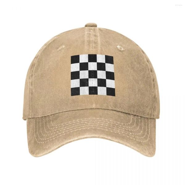 Ball Gaps 2 Tone White Black Checkerboard Ska Retro Mod Roundel Cowboy Hat Fiest Hats Cosplay Beach Outing para mujeres para mujeres