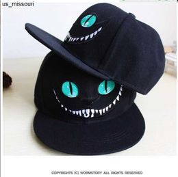 Casquettes de baseball 2018 Alice Wonderland Cheshire Cat Cartoon Casquettes de baseball Chapeaux en coton pour hommes et femmes Snapback Hiphop J230520