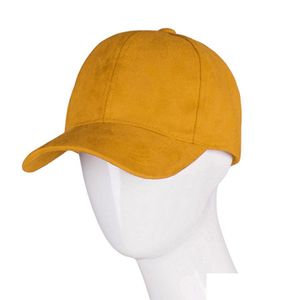 Ball Caps 2021 Nouvelle mode solide en daim squede balayage 6 panneau papa chapeau extérieur protection solaire pour les hommes drop livraison accessori otzni