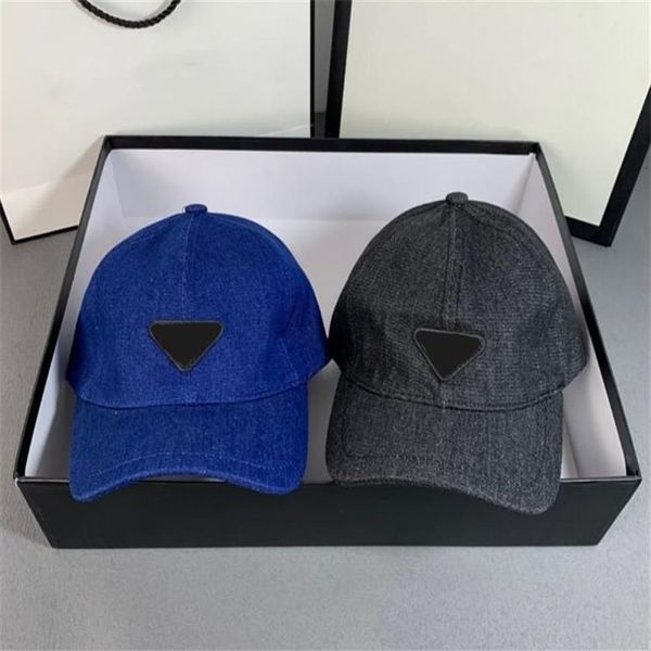 Gorras de bola 2022 gorra de béisbol azul oscuro negro denim sombrero de sol diseñador de moda hombres tendencia visera casquette gorra sombreros ajustable snapbac256b