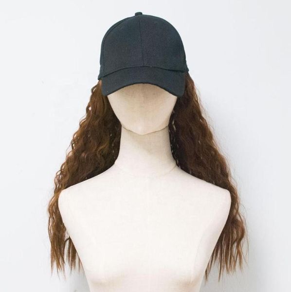 Bola de bolas 2022 Black Baseball Cap Wig Wig Horse Italiano Cabello largo buen cuidado niña Femenina de lana Instagram Roll4222266