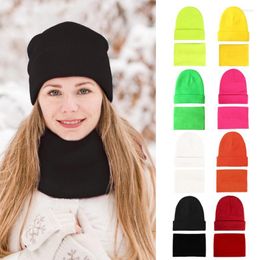 Kogelcaps 2022 Fashion herfst winterhoed en sjaal voor dames pak vaste kleur beanies cap huidvriend jongens meisjes meisjes