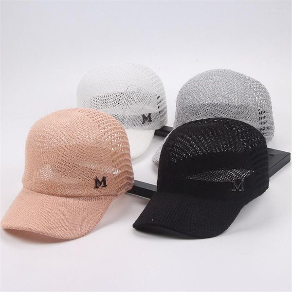 Gorras de béisbol 2022 para mujer, gorra de béisbol para mujer, malla hueca para exteriores, ajustable, bordada, blanco, rosa, negro, sombreros para mujer, sombrero para el sol con letras M de verano