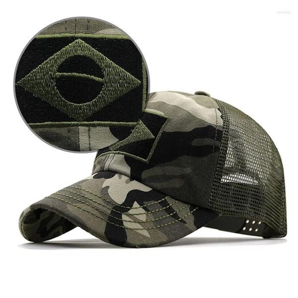 Casquettes de balle 2023 Armée Camouflage Mâle Baseball Cap Hommes Brodé Brésil Drapeau Sports De Plein Air Tactique Papa Chapeau Chapeaux De Chasse Occasionnels