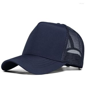 Casquettes de baseball 2023 noir gris bleu marine polyester maille chapeau de soleil mâle extérieur casquette de camionneur grosse tête homme grande taille baseball 55-60 cm 60-65 cm