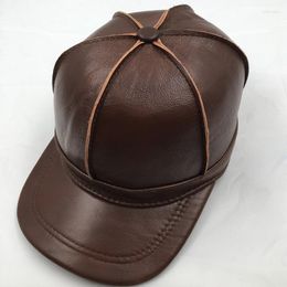 Ball Caps 2023 merkstijl heren echt echte lederen honkbal pet sboy /baret hoed winter warme hoeden cowhide h001