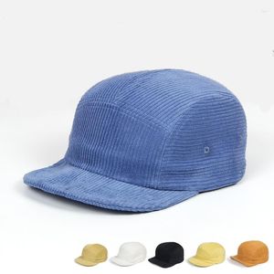 Gorras de bola 2023 Corduroy Five Panel Hiphop Gorra Skateboard Snapback Short Soft Brim Shapable Street Velvet Baseball Docker Sombreros