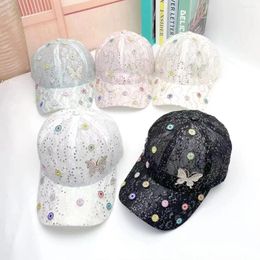 Gorras de bola 2023 Moda Mariposa Béisbol Rhinestone Sombrero Primavera K Kop Cap Hip Hop Sombreros casuales para mujeres Snap Back Bone