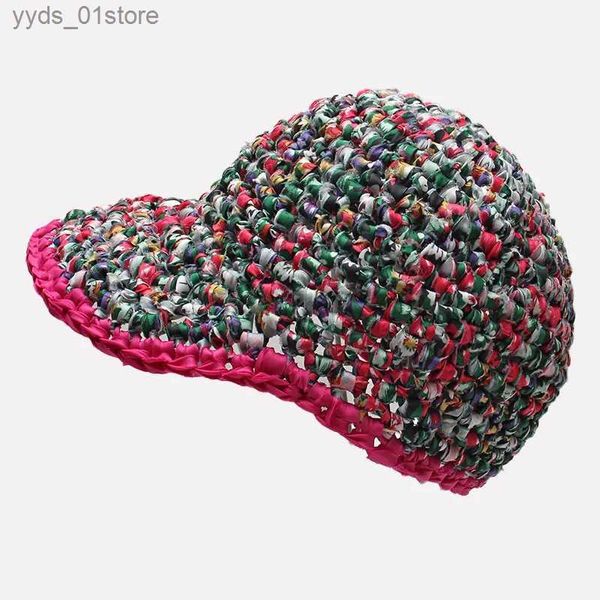 Gorras de bola 2023 Tejido a mano Crochet Béisbol C para mujeres Transpirable Casquette suave C Mulit-Color Casual Primavera Mujeres Sombrero Verano CS L240314