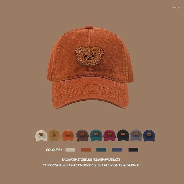 Gorras de béisbol 2023 con parche de oso hecho en casa, gorra de béisbol Retro lavada, parte superior suave, versión coreana, sombrero para el sol para hombres y mujeres