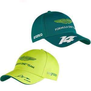 Tapas de pelota 2023 Hot Aston Martin F1 Team de carrera Capilla de béisbol McLaren Bay Cap Alonso Baseball Cap Gat para hombres y mujeres Y23