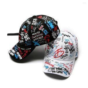 Ball Caps 2023 Koreaanse versie Printing Graffiti Peaked Hat Personality Street Trend Men Women Baseball Cap Fashion Hip-Hop Sun