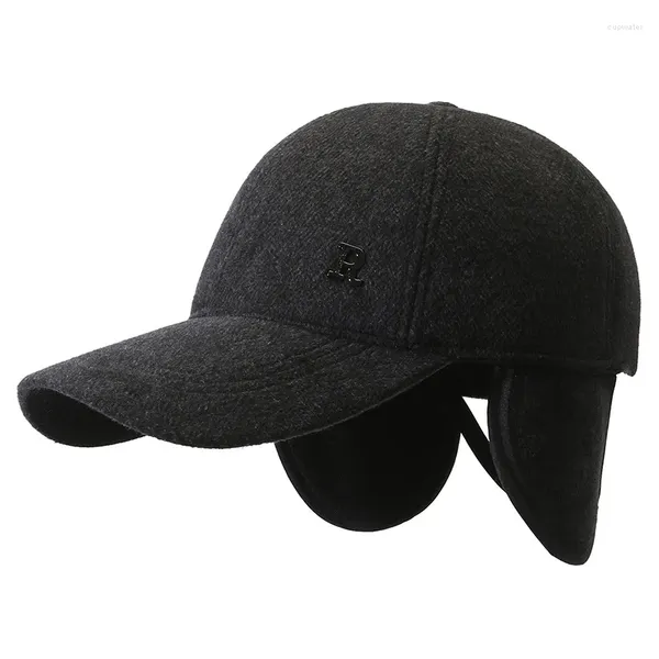 Gorras de bola 2023 hombres otoño invierno cálido gorra de béisbol orejeras masculinas engrosamiento de lana casquette al aire libre con orejeras sombrero para papá regalo