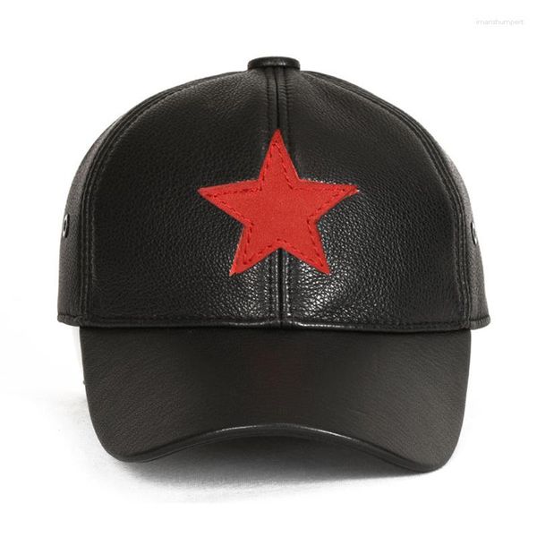 Bola de bolas 2023 Gat de la gorra de béisbol de cuero de cuero de cuero de hombres Estilo de primavera Invierno ruso