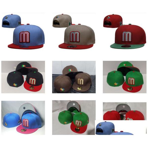 Casquettes de baseball 2023 Mexique Baseball Basketball Football Fans Snapbacks Chapeaux personnalisés Toutes les équipes Ajustées Snapback Hip Hop Sports Mix Ordre Dhcwb