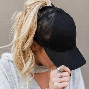 Ball Caps 2023 Nieuwe Zomer Camouflage Mesh Trucker Hoed Snapback Cap Chapeau Femme Mode Messy Knot Paardenstaart Baseball Caps voor Vrouwen YQ240117