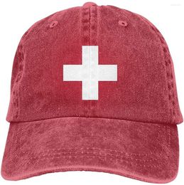 Ball Caps 2023 Zomer arrvial verkopen Zwitserland Zwitserse vlag Classic verstelbare denim cap honkbalhoeden voor vrouwen mannen rood