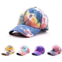 Ball Caps 2023 Tie Dye Baseball Cap zomer Heren Dames Trend Lovers Kleurrijke Hoed zon Outdoor Verstelbare Zon Graffiti Bone 230831