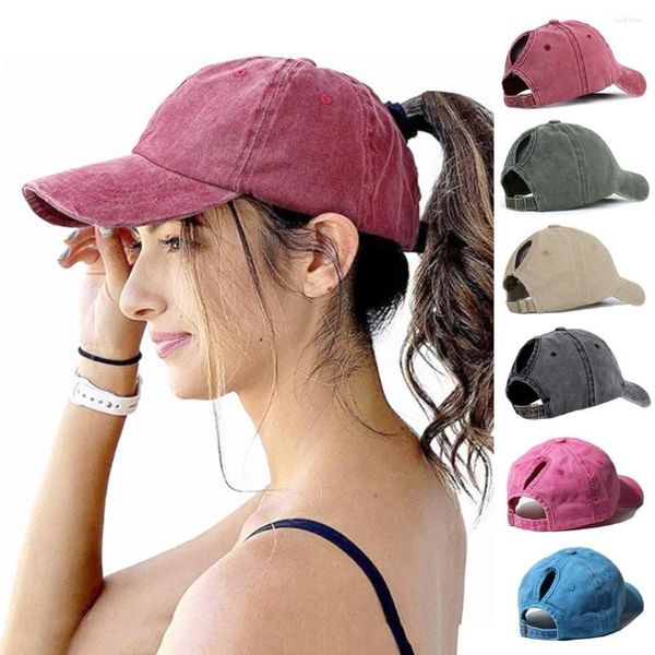 Casquettes de Baseball 2023 Vintage casquette de Baseball femmes filles couleur Pure doux coton lavé été femme chapeau désordre haut chignon