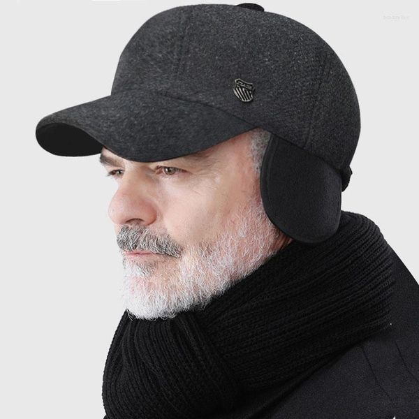 Casquettes de balle 2023 hiver en peluche épaissi Protection des oreilles Baseball pour hommes en plein air froid chaud papa chapeau réglable avec cache-oreilles conception L20