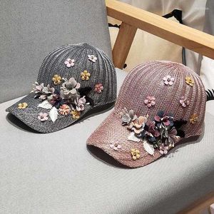 Kogelcaps 2023 vrouwen bloemen honkbal pet mesh hoeden voor zomer lange rand zon hoed elegante zoete vrouwelijke gorras para mujer