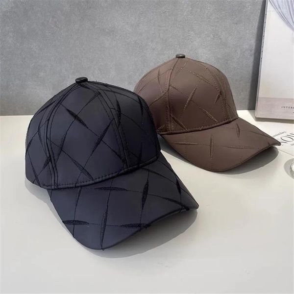 Casquettes de baseball 202311-pinshan Chic Ins automne feuille broderie Pu Faux cuir rue mode casquette de Baseball hommes femmes chapeau de loisirs