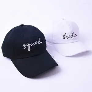 Ball Caps 2024 Bruid Squad Baseball borduurhoed Vrouwen Wedding Party Wit Zwart Hip Hop Men Gorras Lovers Dad