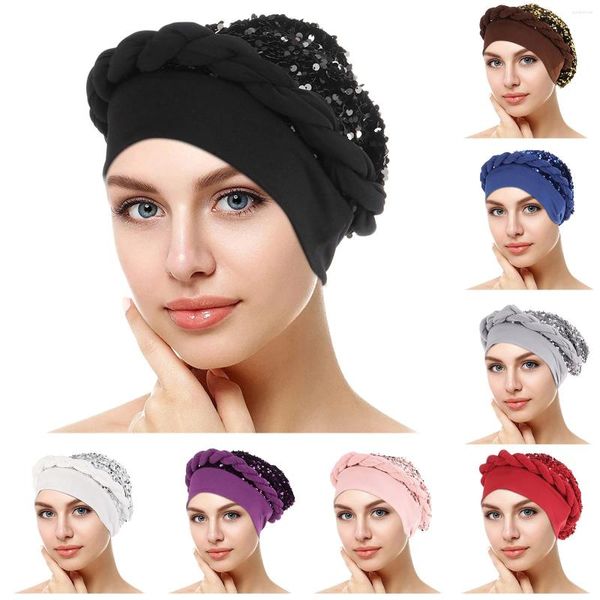 Casquettes de boule 2024 Chemo Cancer Head Hat Cap Ethnique Bohème Pré-Noué Tresse Torsadée Couverture De Cheveux Wrap Turban Chapeaux 25