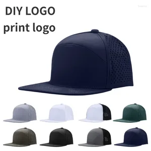 Ball Caps 2024 Custom Logo Flat Brim Hat 6 Panel Punched Truck Heren en Dames Outdoor Zonnescherm Snapback Hip Hop Baseball Hoeden