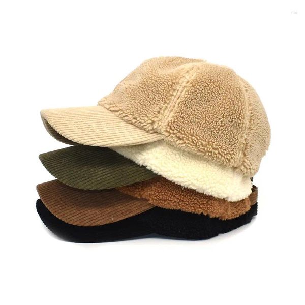 Gorras de bola 2024 Gorra de béisbol de lana de cordero Corduroy Visores cálidos Sombreros para mujeres Hombres Sombrero Gorras Hombre Casquette Femme