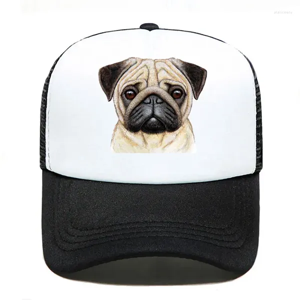 Bola gorra 2024 pug colorida estampada divertida gorra de béisbol hombres casuales mujeres sombreros para padres e hijos visera visera al aire libre sombrero de sol ajustable