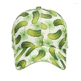 Ball Caps 2024 Spring Summer Polyester Cucumber Pattern Print Casquette Baseball Cap ajusté Snapback Outdoor Snapback pour hommes et femmes 38