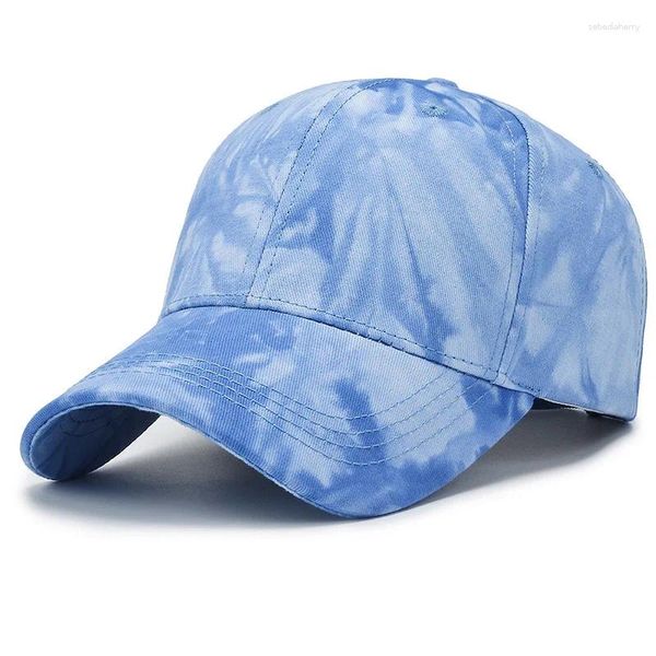 Gorras de bola 2024 Verano Tie Dye Placa ligera Gorra de béisbol Sombrilla Cara transpirable Pequeño Sombrero de sol de moda casual