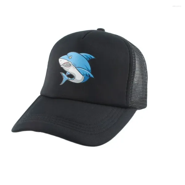 Casquettes de balle 2024 Été Femmes Hommes Casquette de baseball en maille Dessin animé Poisson Requin Imprimer Hip Hop Sunhat Mode Snapback Respirant Chapeau de Soleil