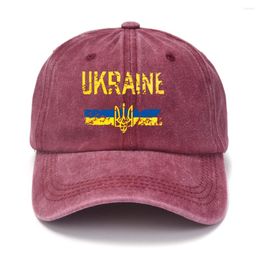 Ball Caps 2024 Ukraine Washed Cotton Print rétro Unisexe Emblep Baseball Cap