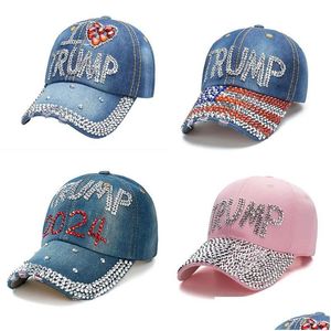 Ball Caps 2024 Usa President Verkiezing Partij Hoed Voor Donald Trump Biden Houden Amerika Grote Baseball Cap Strass Snapback hoeden Mannen Dr Dhqt5