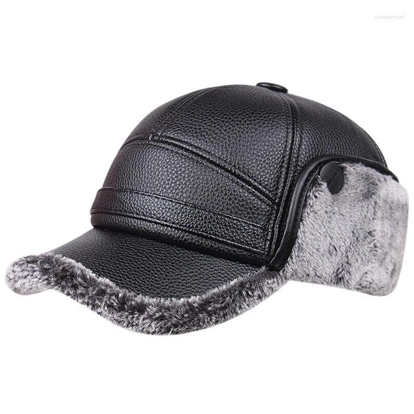 Casquettes de balle 2024 hiver papa d'âge moyen casquette de baseball pour hommes en plein air coupe-vent oreille épaissie bombardier chapeau hommes