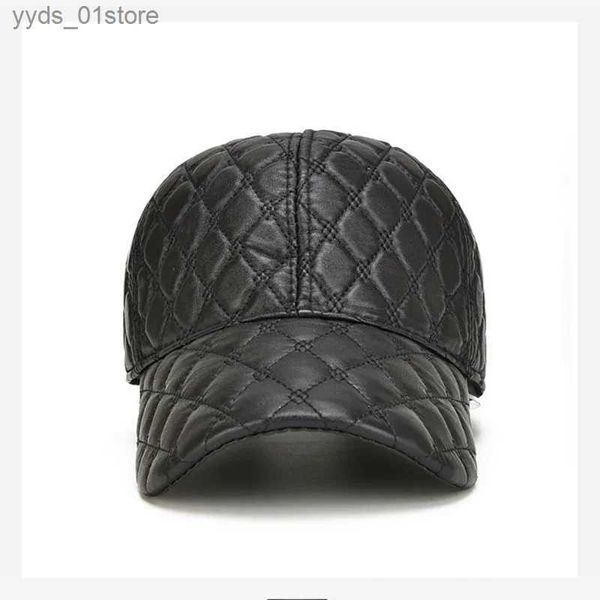 Casquettes de balle 2024 hiver printemps véritable cuir de peau de mouton 55-61CM noir Baseball CS pour homme décontracté rue Gf Gorras papa chapeau N158 L240314