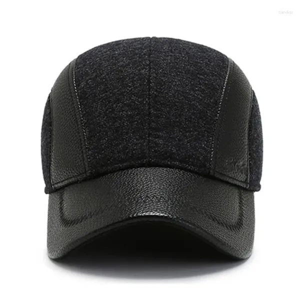 Gorras de bola 2024 invierno espesar protectores de oídos cálidos a prueba de frío sombrero de orejera béisbol para hombres novedad gorra de cuero snapback